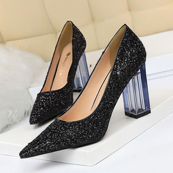 dress shoes 34~43 plus size women 10cm sequins high heels lady scarpins gold silver block pumps female wedding transparent chunky shoe, Black
dress shoes 34~43 plus size women 10cm sequins high heels lady scarpins gold silver block pumps female wedding transparent chunky shoe, Black