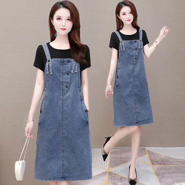 casual dresses denim fake two pieces fashion dress women's 2021 summer slim small splicing skirt, Black;gray
casual dresses denim fake two pieces fashion dress women's 2021 summer slim small splicing skirt, Black;gray