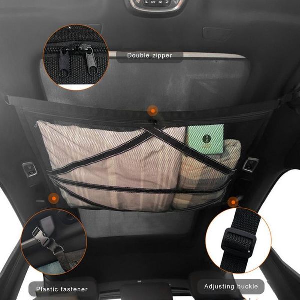 car organizer universal ceiling cargo net pocket adjustable double-layer mesh roof large capacity storage bag for suv
car organizer universal ceiling cargo net pocket adjustable double-layer mesh roof large capacity storage bag for suv