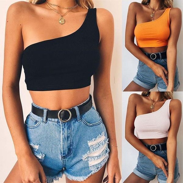 women's tanks & camis women cool single one shoulder tank vest bare midriff sleeveless t-shirt summer beach crop top, White
women's tanks & camis women cool single one shoulder tank vest bare midriff sleeveless t-shirt summer beach crop top, White