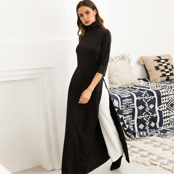casual dresses 2021 long sleeve autumn winter turtleneck dress women fashion solid black burgundy high split maxi party robe vestido, Black;gray
casual dresses 2021 long sleeve autumn winter turtleneck dress women fashion solid black burgundy high split maxi party robe vestido, Black;gray
