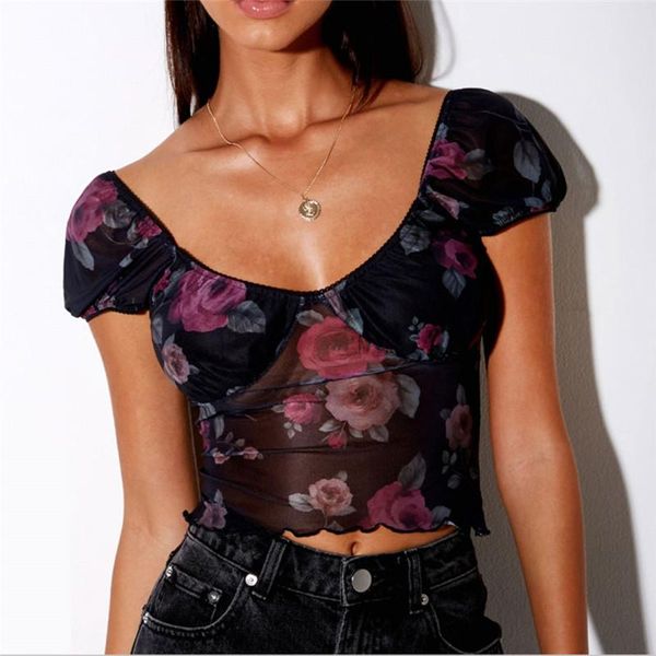 women's t-shirt v neck mesh floral print shirt summer short sleeve see-through crop patchwork slim fit tee clubwear, White
women's t-shirt v neck mesh floral print shirt summer short sleeve see-through crop patchwork slim fit tee clubwear, White