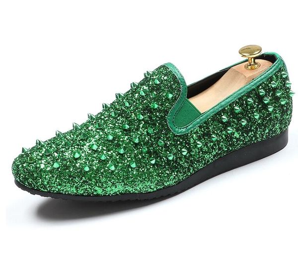 new luxury mens fashion casual shoes gold/green/red glitter leisure slip on rivets loafers shoes man party weeding dress shoes, Black
new luxury mens fashion casual shoes gold/green/red glitter leisure slip on rivets loafers shoes man party weeding dress shoes, Black