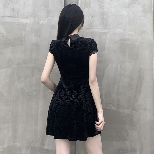 vintage elegant slim splice lace mini dress gothic solid color hollow out print dress 2021 female summer party dress, Black;gray
vintage elegant slim splice lace mini dress gothic solid color hollow out print dress 2021 female summer party dress, Black;gray