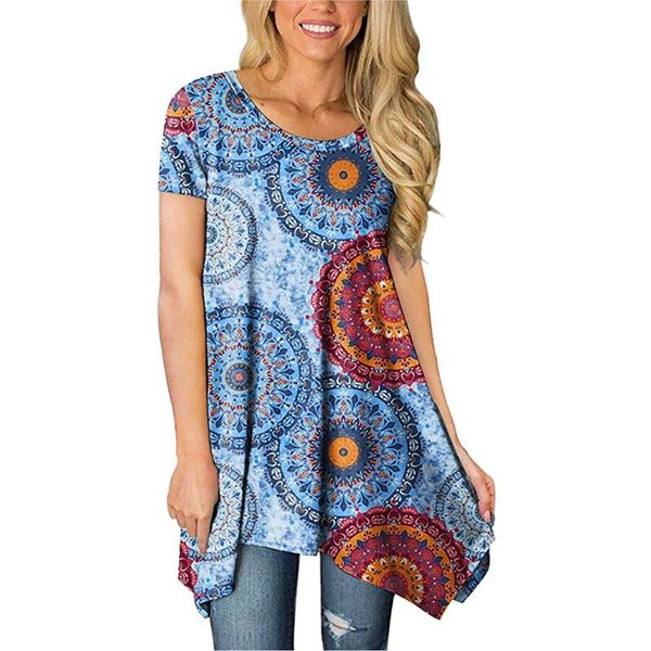 women's t-shirt mandala print t shirt summer irregular short-sleeved round neck casual female pullover mujer camisetas 2021, White
women's t-shirt mandala print t shirt summer irregular short-sleeved round neck casual female pullover mujer camisetas 2021, White