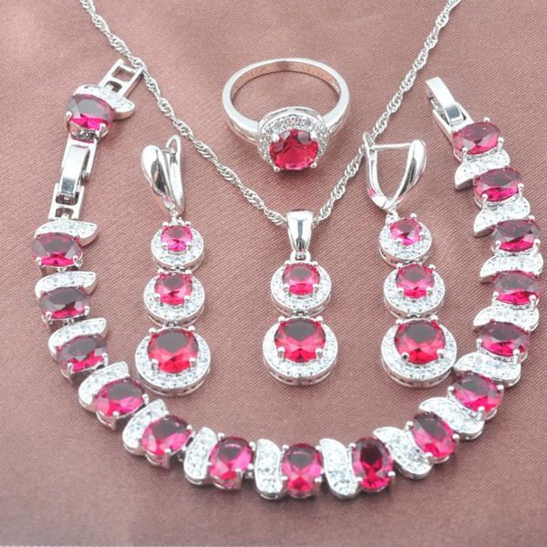 earrings & necklace christmas gift silver plated jewelry sets fashion cz women's party costume red stone bracelet pendant ring yz0494
earrings & necklace christmas gift silver plated jewelry sets fashion cz women's party costume red stone bracelet pendant ring yz0494