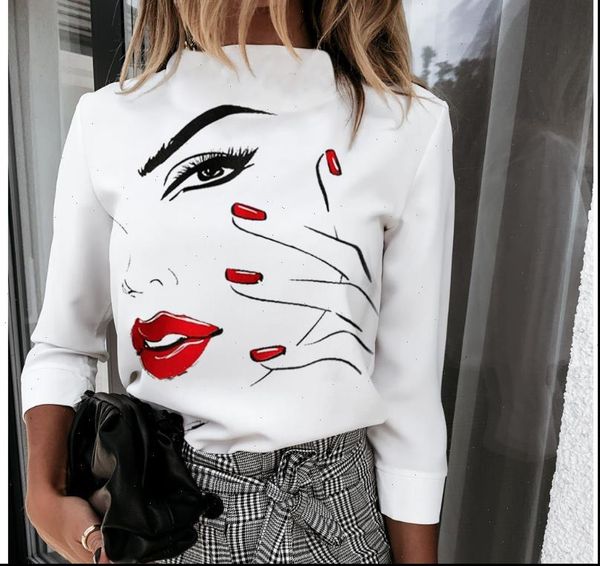 women new lips print blouse shirts 2021 elegant ladies o neck pullover autumn long sleeve casual shirt blusa streetwear, White
women new lips print blouse shirts 2021 elegant ladies o neck pullover autumn long sleeve casual shirt blusa streetwear, White