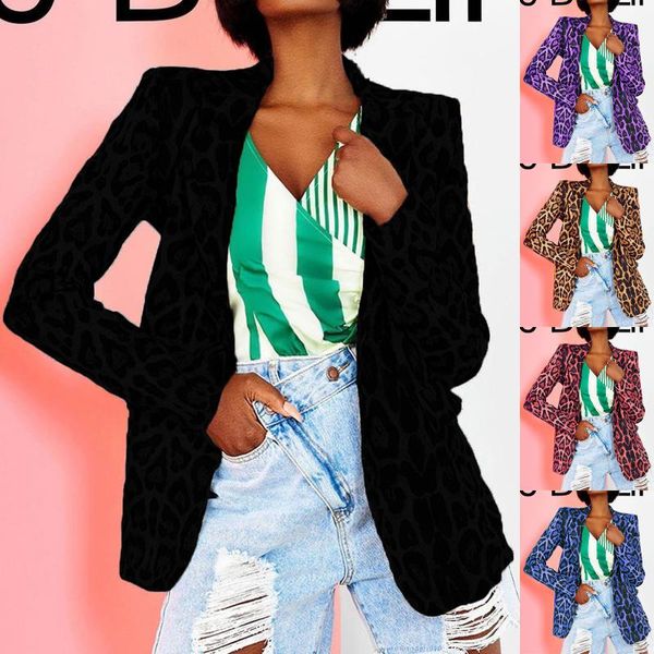 women's suits & blazers women work office lady leopard print small suit casual female coat slim long-sleeved temperament single button, White;black 
women's suits & blazers women work office lady leopard print small suit casual female coat slim long-sleeved temperament single button, White;black