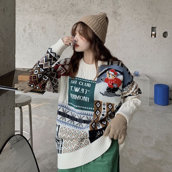 2021 new autumn and winter loose retro heavy industry bear college style long versatile knitted sweater women cfi1, White;black
2021 new autumn and winter loose retro heavy industry bear college style long versatile knitted sweater women cfi1, White;black