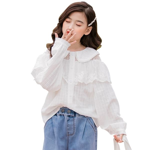 blouses for girls lace flower shirts mesh white blouse spring autumn teenage school clothes 210528, White;black
blouses for girls lace flower shirts mesh white blouse spring autumn teenage school clothes 210528, White;black