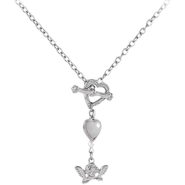 chains potcet korea 2021 fashion women's stainless steel heart angel necklace pendant hip hop jewelry, Silver
chains potcet korea 2021 fashion women's stainless steel heart angel necklace pendant hip hop jewelry, Silver