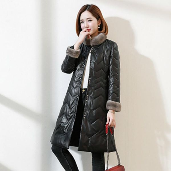 women's leather & faux collar real genuine jacket women clothes 2021 korean vintage sheepskin down coat chaqueta mujer zt3550, Black
women's leather & faux collar real genuine jacket women clothes 2021 korean vintage sheepskin down coat chaqueta mujer zt3550, Black