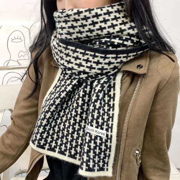 scarves winter cross print warm scarf for women kintted cotton shawls wraps soft neck bandana female designer stole foulard, Blue;gray
scarves winter cross print warm scarf for women kintted cotton shawls wraps soft neck bandana female designer stole foulard, Blue;gray