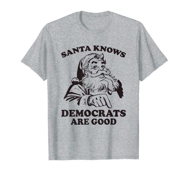 santa knows democrats are good political christmas t-shirt, White;black 
santa knows democrats are good political christmas t-shirt, White;black