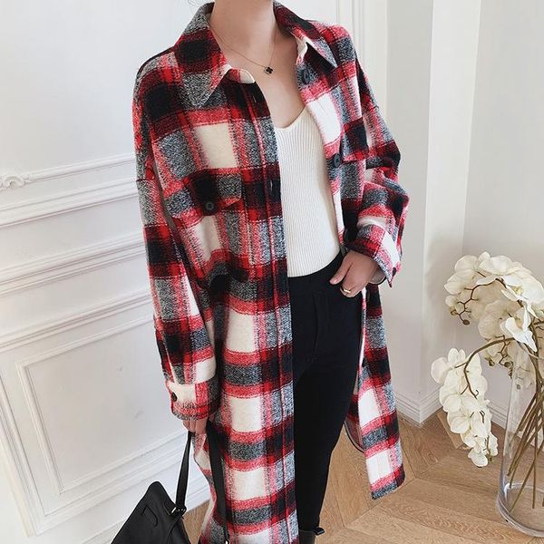 women's wool & blends elfbop ladies/women contrast plaid long style woolen jacket coat outerwear with lapel sleeve, Black
women's wool & blends elfbop ladies/women contrast plaid long style woolen jacket coat outerwear with lapel sleeve, Black