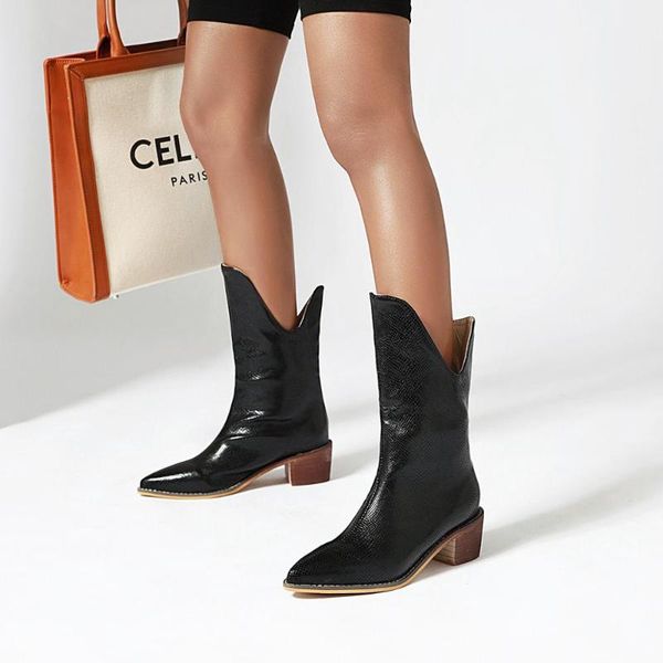 boots fashion personality serpentine pointed toe women's ankle western cowboy women wedges riding runway, Black
boots fashion personality serpentine pointed toe women's ankle western cowboy women wedges riding runway, Black