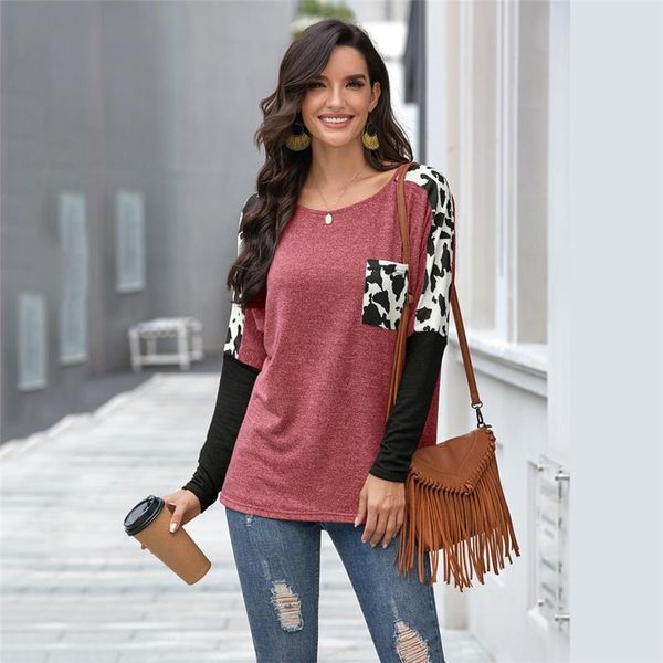 cow stripes print o-neck 2021 autumn patchwork t shirts women casual loose pockets clothing vetement femme bottoming tees, White
cow stripes print o-neck 2021 autumn patchwork t shirts women casual loose pockets clothing vetement femme bottoming tees, White