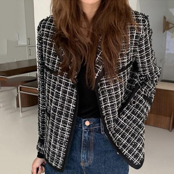 zcsmll korean chic autumn french lapel hit color single-breasted loose wild long-sleeved tweed short coat jacket women, Black;brown
zcsmll korean chic autumn french lapel hit color single-breasted loose wild long-sleeved tweed short coat jacket women, Black;brown