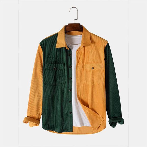 men's casual shirts corduroy patchwork shirt fall fashion button pocket long sleeve color block 2021, White;black
men's casual shirts corduroy patchwork shirt fall fashion button pocket long sleeve color block 2021, White;black