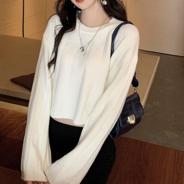 2021 new autumn korean ins long sleeve pullover women loose jumper short knitted sweaters sweet streetwear pull femme xl5e, White;black
2021 new autumn korean ins long sleeve pullover women loose jumper short knitted sweaters sweet streetwear pull femme xl5e, White;black