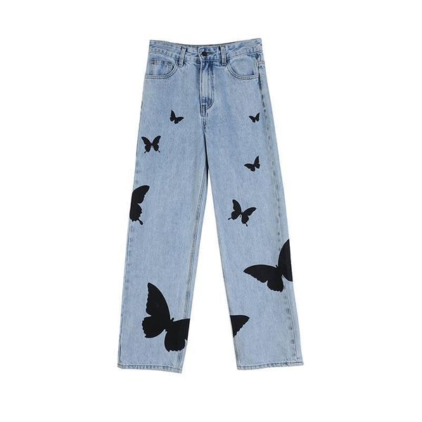 women's jeans butterfly vintage women 2021 summer loose large size high waist straight casual harajuku pants plus, Blue
women's jeans butterfly vintage women 2021 summer loose large size high waist straight casual harajuku pants plus, Blue