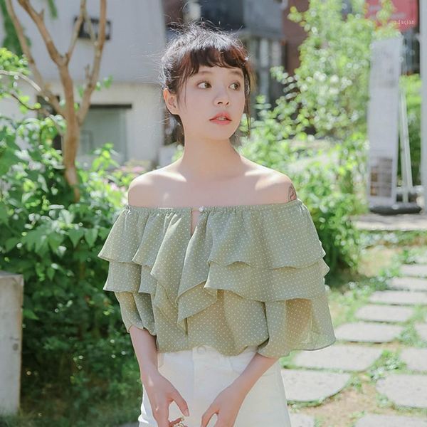 women's blouses & shirts summer wave point chiffon shirt women ruffled strapless slash chic blouse student girl loose short sleeve swee, White
women's blouses & shirts summer wave point chiffon shirt women ruffled strapless slash chic blouse student girl loose short sleeve swee, White