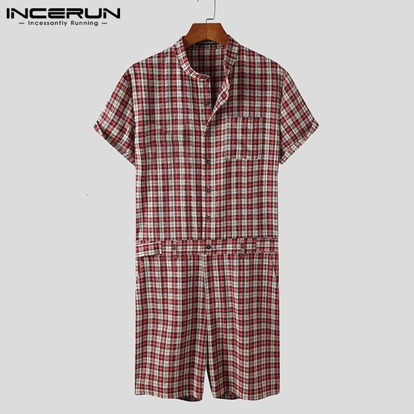 new 2021 plaid rompers streetwear stand collar short sleeve jumpsuits pockets summer casual men overalls shorts s-5xl incerun lky1, White;black
new 2021 plaid rompers streetwear stand collar short sleeve jumpsuits pockets summer casual men overalls shorts s-5xl incerun lky1, White;black