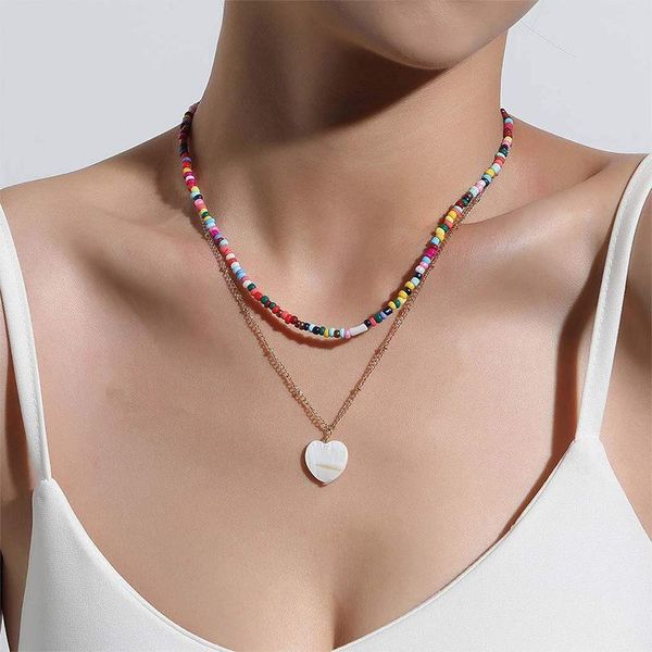 pendant necklaces 2021 fashion korean beaded necklace cute double chain heart women jewelry girl gift, Silver
pendant necklaces 2021 fashion korean beaded necklace cute double chain heart women jewelry girl gift, Silver
