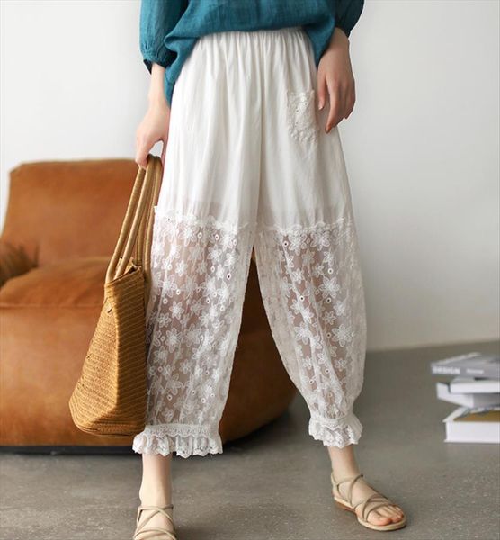 lace summer fashion women pant hollow out flower perspective casual trousers pocket elastic waist spliced lantern harem, Black;white
lace summer fashion women pant hollow out flower perspective casual trousers pocket elastic waist spliced lantern harem, Black;white