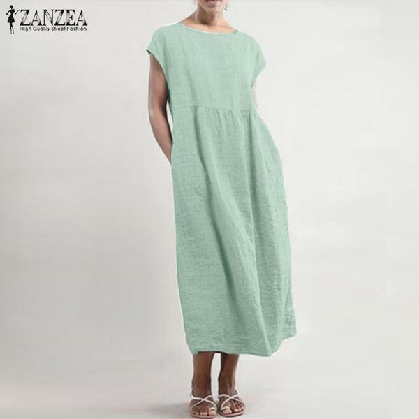 zanzea 2021 linen midi dress women's summer sundress fashion short sleeve shirt vestido elegant female o neck pleated party robe, White;black
zanzea 2021 linen midi dress women's summer sundress fashion short sleeve shirt vestido elegant female o neck pleated party robe, White;black
