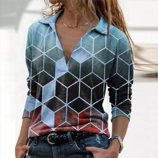 long sleeve v neck women blouses geometric print vinrage loose spring casual pullover ladies elegant plus size, White
long sleeve v neck women blouses geometric print vinrage loose spring casual pullover ladies elegant plus size, White