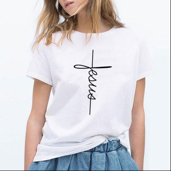 women t shirt 2021 summer short sleeve jesus t shirt christian cross printing ladies graphic female tee, White
women t shirt 2021 summer short sleeve jesus t shirt christian cross printing ladies graphic female tee, White