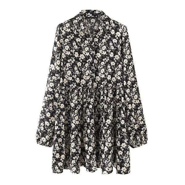 casual dresses 2021 women floral print dress long sleeves fashion chic short for femme robe ropa mujer vestidos, Black;gray 
casual dresses 2021 women floral print dress long sleeves fashion chic short for femme robe ropa mujer vestidos, Black;gray