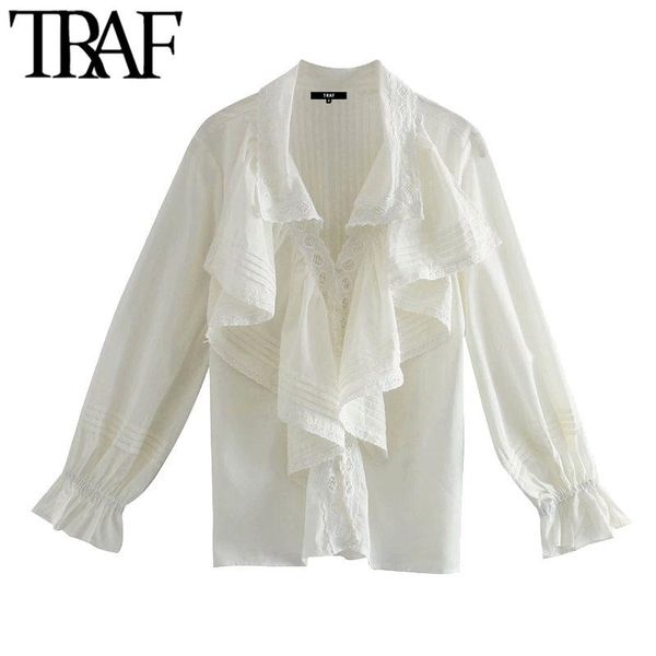 traf women fashion with lace ruffled loose blouses vintage long sleeve button-up female shirts blusas chic, White
traf women fashion with lace ruffled loose blouses vintage long sleeve button-up female shirts blusas chic, White