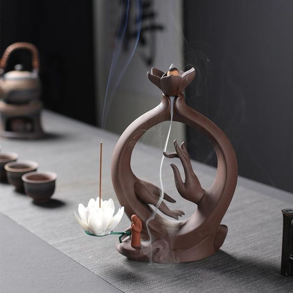 fragrance lamps buddha hand smoke waterfall backflow incense burner ceramic furnace lotus flower holder censer use in home
fragrance lamps buddha hand smoke waterfall backflow incense burner ceramic furnace lotus flower holder censer use in home