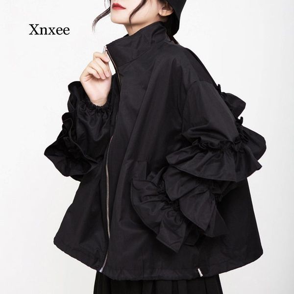 women's jackets loose fit black ruffles stitch big size jacket lapel long sleeve women coat fashion tide spring autumn 2021 clothing co, Black;brown
women's jackets loose fit black ruffles stitch big size jacket lapel long sleeve women coat fashion tide spring autumn 2021 clothing co, Black;brown