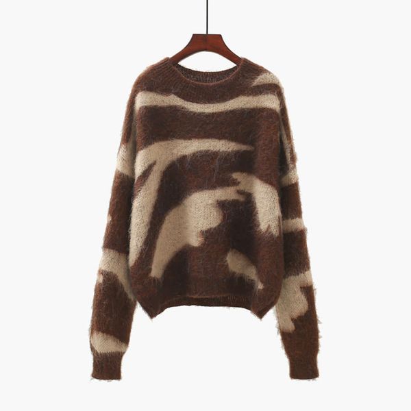 irregular stripe women's pullover autumn winter 2020 new short loose soft waxy sweater fashion, White;black
irregular stripe women's pullover autumn winter 2020 new short loose soft waxy sweater fashion, White;black