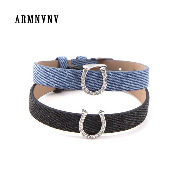 charm bracelets armnvnv collective horse's hoof personalized slide keeper charms light blue denim bracelet for women 1set, Golden;silver
charm bracelets armnvnv collective horse's hoof personalized slide keeper charms light blue denim bracelet for women 1set, Golden;silver