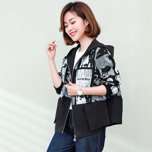 women's jackets autumn and winter baseball loose black korean solid color temperament hooded zipper spring girl jacket, Black;brown
women's jackets autumn and winter baseball loose black korean solid color temperament hooded zipper spring girl jacket, Black;brown