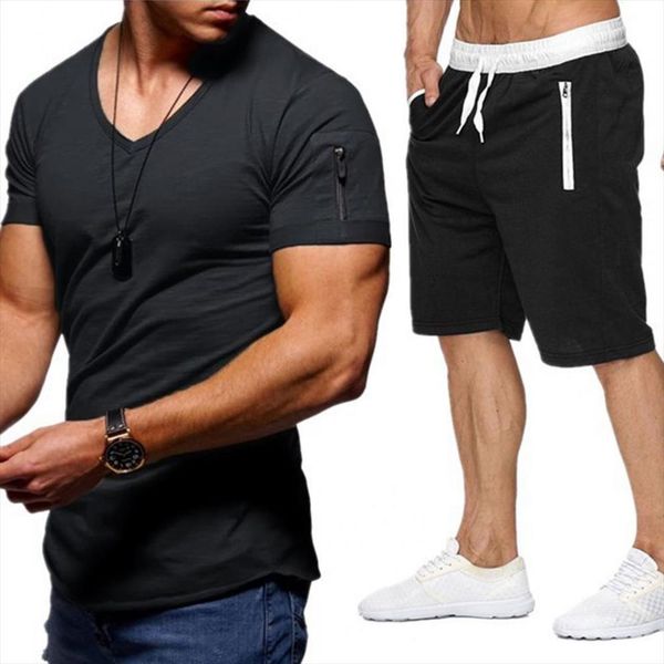 solid color v neck mens tracksuit short sleeve t shirt drawstring shorts for sports, Gray
solid color v neck mens tracksuit short sleeve t shirt drawstring shorts for sports, Gray