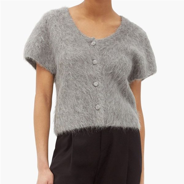 2021 new women knit short cardigan lady short-sleeved o-neck single-breasted sweater female knitwear furry 249k, White;black
2021 new women knit short cardigan lady short-sleeved o-neck single-breasted sweater female knitwear furry 249k, White;black