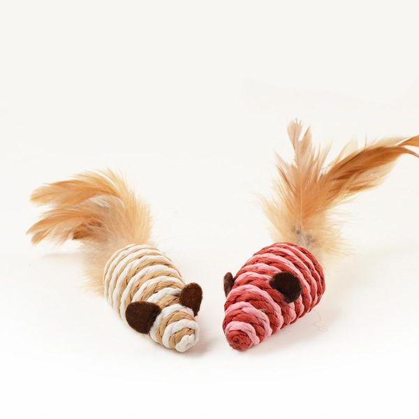 cat toys pet toy sisal mouse colorful stripe feather tail teases molars with supplies material
cat toys pet toy sisal mouse colorful stripe feather tail teases molars with supplies material