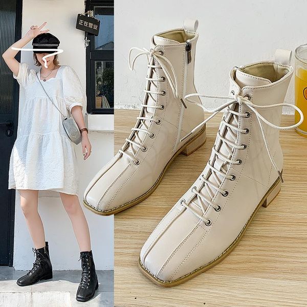 boots 2021 women's solid all-match fashion casual ladies side zipper lace-up shoes female square toe pu leather footwear, Black
boots 2021 women's solid all-match fashion casual ladies side zipper lace-up shoes female square toe pu leather footwear, Black