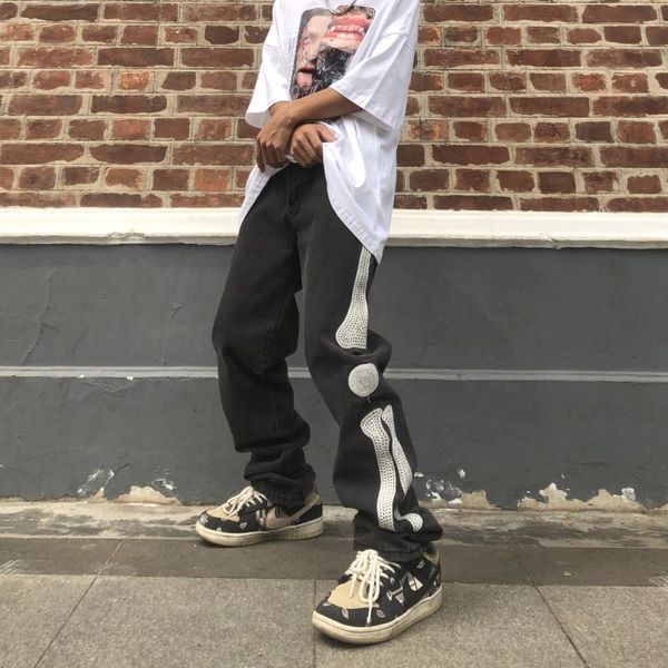 men's jeans the high wind restoring ancient ways brand embroidered skull bone straight hip-hop cowboy men and women, Blue
men's jeans the high wind restoring ancient ways brand embroidered skull bone straight hip-hop cowboy men and women, Blue