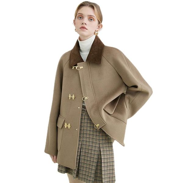 women's wool & blends loose fit camel color-block big size warm woolen coat parkas long sleeve fashion tide autumn winter 2021, Black
women's wool & blends loose fit camel color-block big size warm woolen coat parkas long sleeve fashion tide autumn winter 2021, Black