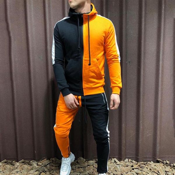 men's tracksuits fitness sportswear european and american style two-color splicing pants suits fashion zipper hoodies, Gray
men's tracksuits fitness sportswear european and american style two-color splicing pants suits fashion zipper hoodies, Gray