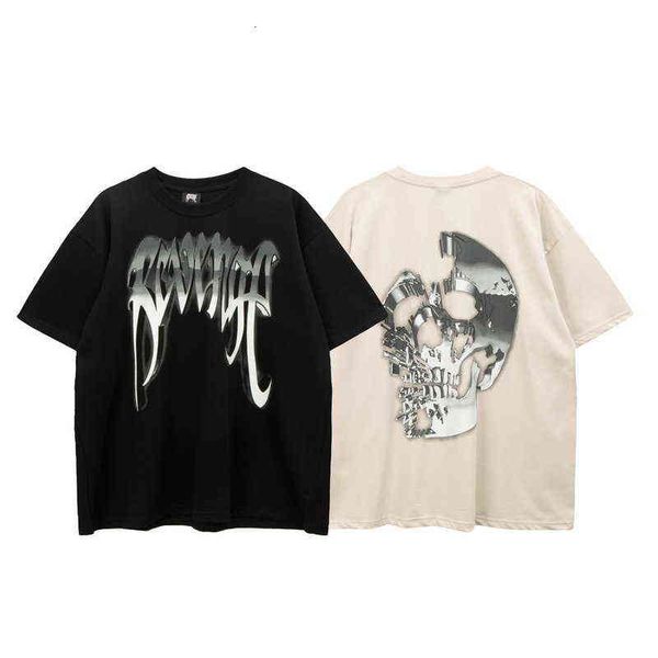 version high american high street fashion brand revenge avenger metal skull print loose men's and women's short sleeve t-shirt, White;black
version high american high street fashion brand revenge avenger metal skull print loose men's and women's short sleeve t-shirt, White;black