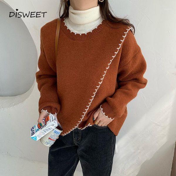 splicing sweater knitted woman korea o-neck loose long sleeve pullover women simple slim warm women's white 2021, White;black
splicing sweater knitted woman korea o-neck loose long sleeve pullover women simple slim warm women's white 2021, White;black