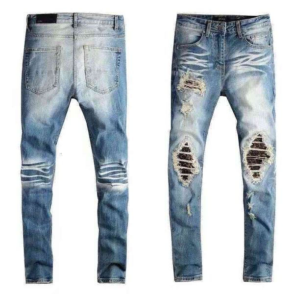 patch new am gaojiechao brand hole jeans men's trend elastic slim leggings pants, Blue
patch new am gaojiechao brand hole jeans men's trend elastic slim leggings pants, Blue