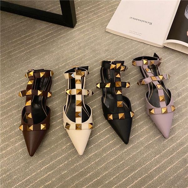sandals summer 2021 word buckle roman women's pointed fairy rivets flat head fashion single shoe, Black
sandals summer 2021 word buckle roman women's pointed fairy rivets flat head fashion single shoe, Black